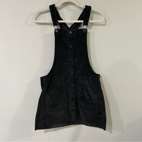 American Eagle Black Denim Overall Button Down Corduroy Dress Size Medium - Picture 3 of 9